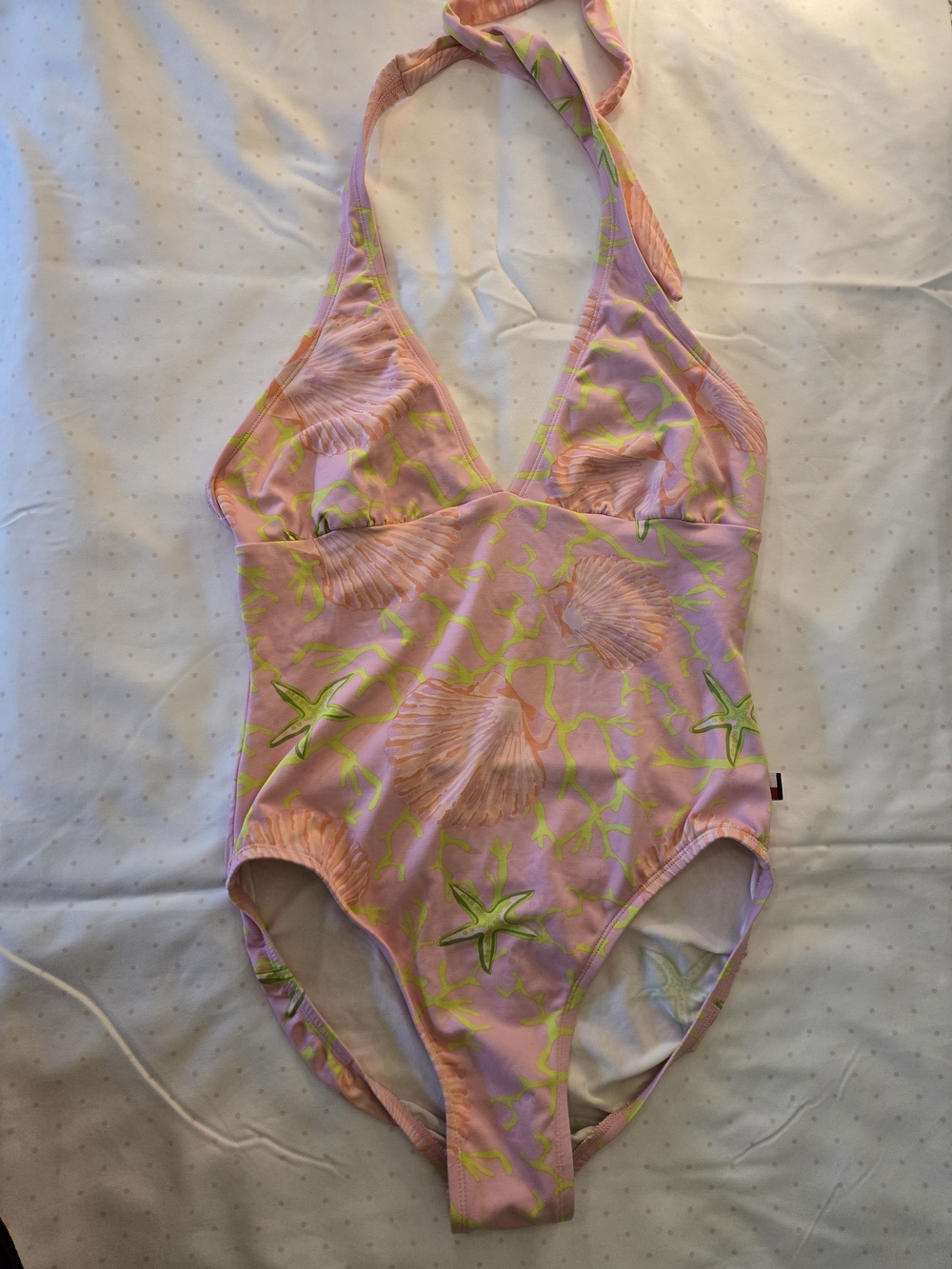 Tommy Pink Shell-Print One-Piece Swimsuit